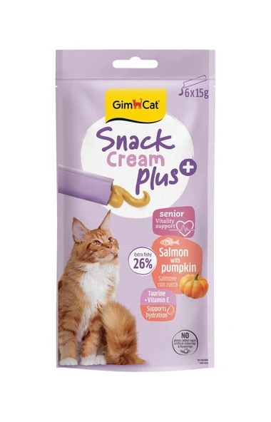 Gimcat Snack Cream Senior Somonlu - Balkabaklı Kedi Ödülü 6x15gr ürün görseli 1