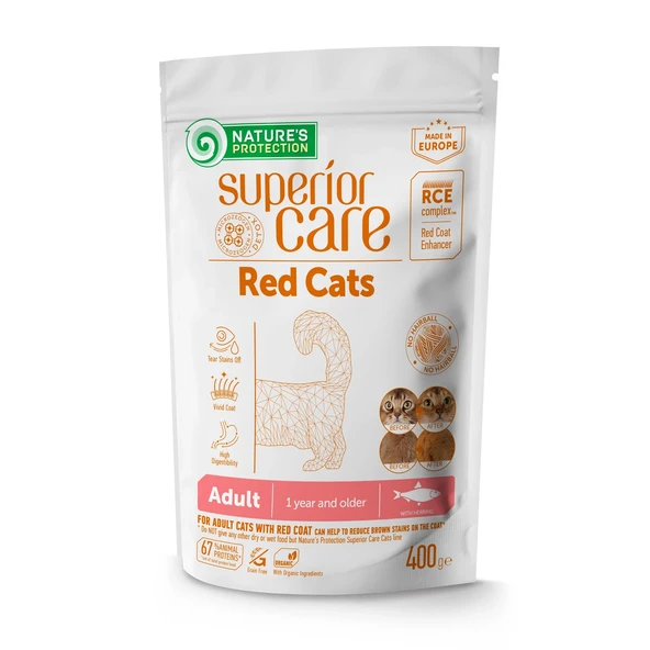 Nature's Protection Superior Care Kızıl/Kahverengi Tüylü Kediler İçin Tahılsız Ringa Balıklı Kedi Maması 400gr ürün görseli 1
