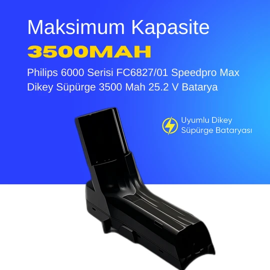 Philips 6000 Serisi FC6827/01 Speedpro Max Dikey Süpürge 3500 Mah 25.2 V Batarya – Orjinal Uyumlu Uzun Ömürlü, Maksimum Performans Pil ürün görseli 1