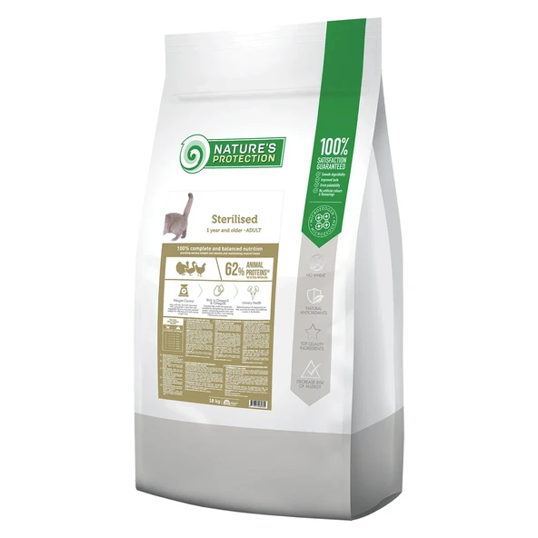 Nature's Protection Sterilised Kümes Hayvanlı Kısırlaştırılmış Yetişkin Kedi Maması 18kg ürün görseli 1