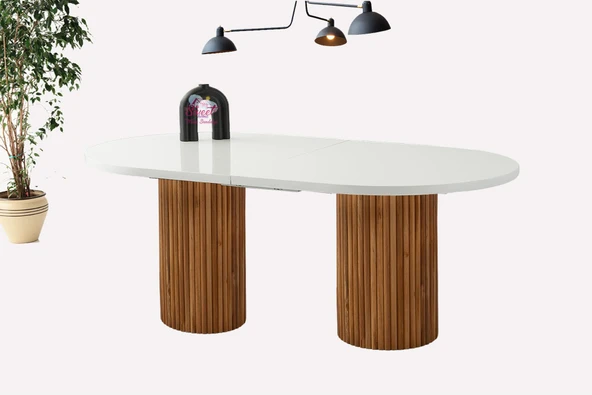 Açılır Oval Picasso Beyaz Yemek Masası Mdf  Mutfak,Salon,Yemek Odası Masası ürün görseli 1