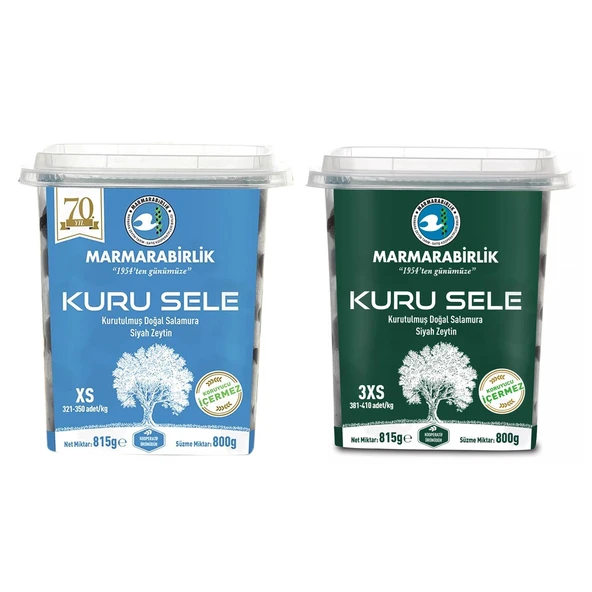 Marmarabirlik Kuru Sele Zeytin 800 gr 3XS ve XS 2 li Paket ürün görseli 1