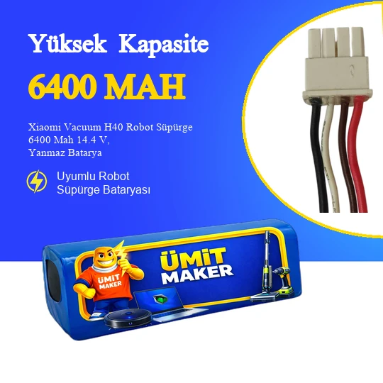 Xiaomi Vacuum H40 Robot Süpürge 6400 Mah 14.4 V, Yanmaz Batarya – Orjinal Uyumlu Uzun Ömürlü, Yüksek Performans Pil ürün görseli 1