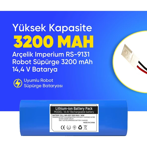 Arçelik Imperium Rs - 9131 Robot Süpürge 3200 Mah Batarya ürün görseli 1