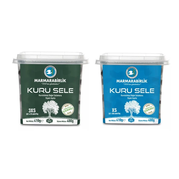 Marmarabirlik Kuru Sele Zeytin 400 gr 3XS ve XS 2 li Paket ürün görseli 1