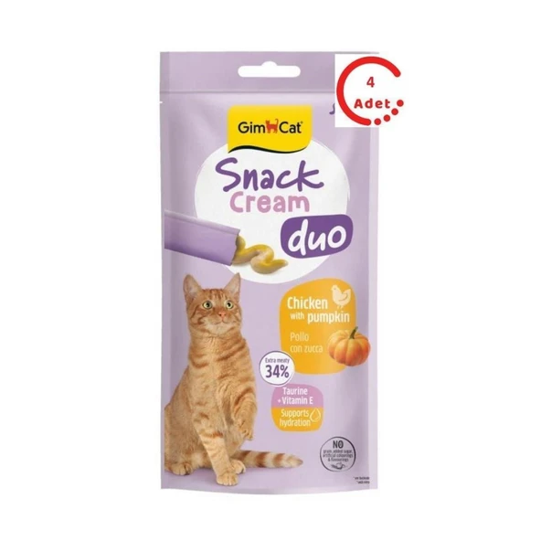 Gimcat Snack Cream Duo Tavuklu - Balkabaklı Kedi Ödülü 6x15gr x 4 Adet ürün görseli 1