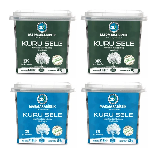 Marmarabirlik Kuru Sele Zeytin 400 gr 3XS ve XS 4 lü Paket ürün görseli 1