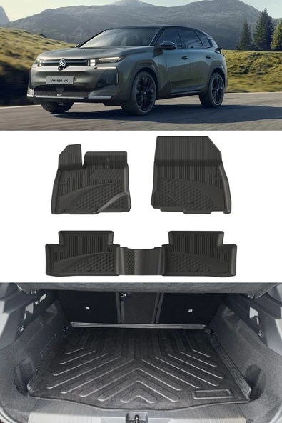 Sahler Citroen C5 Aircross 2025 ve Sonrası 1.2 Mild Hybrit Paspas 3D Rizline Bagaj Havuzu Üst ürün görseli 1