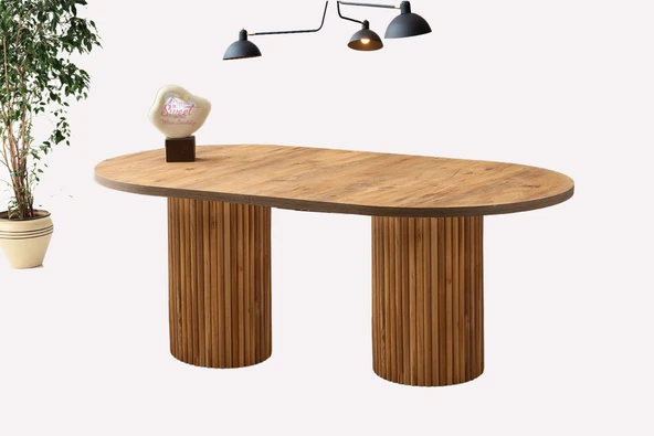 Açılır Oval Picasso Dişbudak Yemek Masası Mdf  Mutfak,Salon,Yemek Odası Masası ürün görseli 1