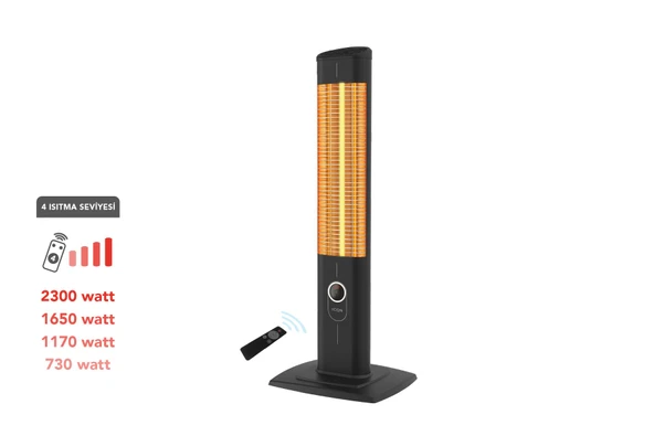 ICQN Craft  Serisi IC2300 Suya-Toza Dayanıklı 2300 W Siyah Uzaktan Kumandalı İç/Dış Mekan Isıtıcı ürün görseli 1