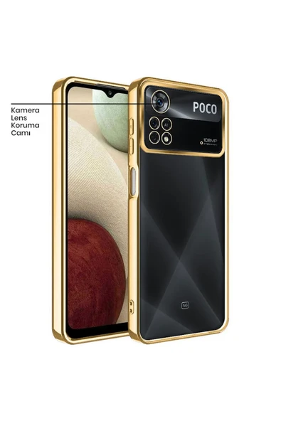 Zebana Xiaomi Poco X4 Pro 5G Uyumlu Kılıf Glint Silikon Kılıf Gold ürün görseli 1