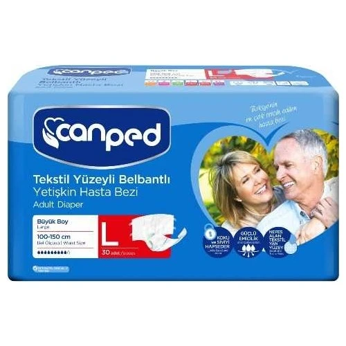 CANPED TEKSTİL YÜZEYLİ BELBANTLI HASTA BEZİ BÜYÜK 30 ADET LARGE ürün görseli 1