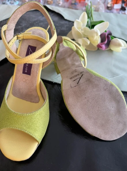 MİNTİ-MİNT YEŞİLİ SİMLİ KELEBEK MODEL KADIN TANGO DANS VE SALON AYAKKABISI 8,5 CM(13PONT) KONİ TOPUK ürün görseli 1