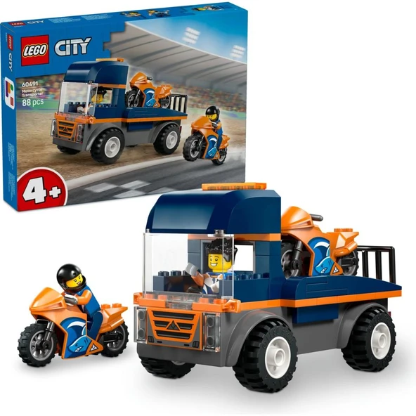 LEGO ® City Motosiklet Taşıyıcı - Oyuncak Araç Yapım Seti - Açık Kasa Kamyon - 2 Minifigür - ürün görseli 1