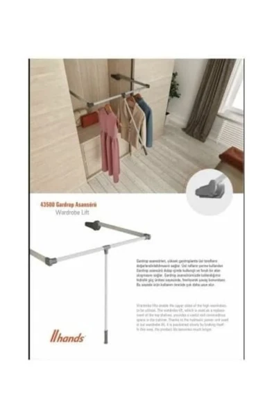 Hands Gardrop Elbise Askı Asansörü Lift 43500 Gri 15 Kg ürün görseli 1
