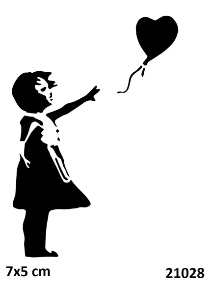 Çocuk ve Balonu Yapışkanlı Stencil Süsleme ve Boyama Kalıbı ürün görseli 1