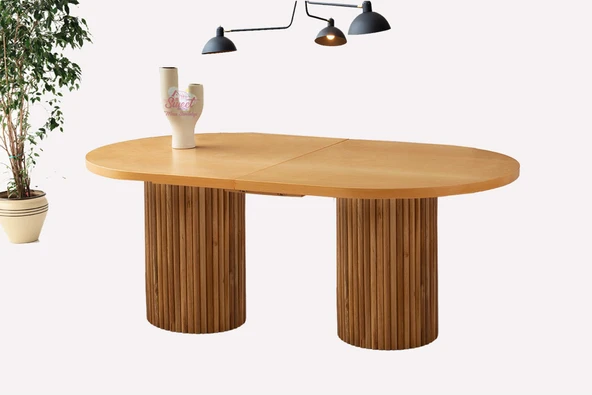 Açılır Oval Picasso Naturel Yemek Masası Mdf  Mutfak,Salon,Yemek Odası Masası ürün görseli 1
