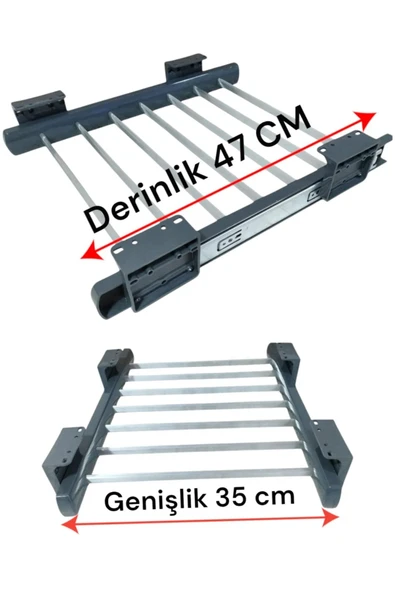 DELTAKS Teleskopik Raylı Pantolon Askısı, 47x35 Cm, Üst Raf Montajlı, Antrasit Metal ürün görseli 1