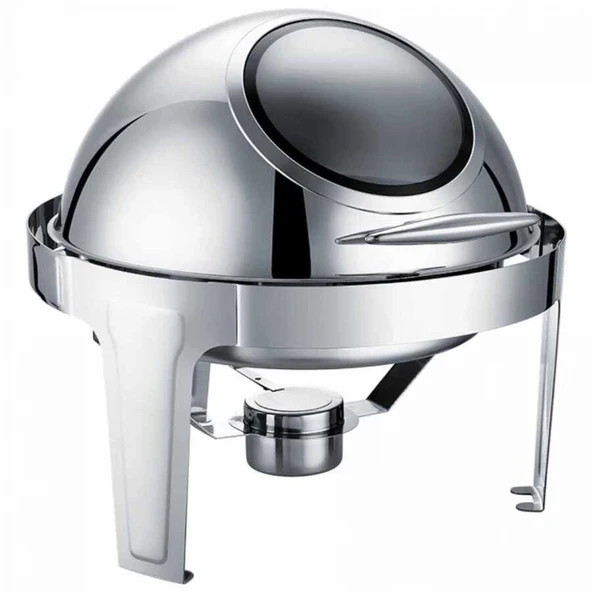 Chafing Dish Roll Top Yuvarlak Camlı 6 L (CDC-6C) ürün görseli 1