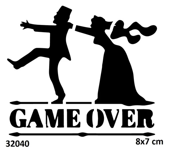 Oyun Bitti Evlilik Yapışkanlı Stencil Süsleme ve Boyama Kalıbı Stencil Kalıp ürün görseli 1