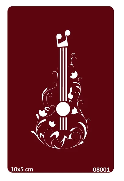 Çiçekli Gitar Yapışkanlı Stencil Süsleme ve Boyama Kalıbı Şablon ürün görseli 1
