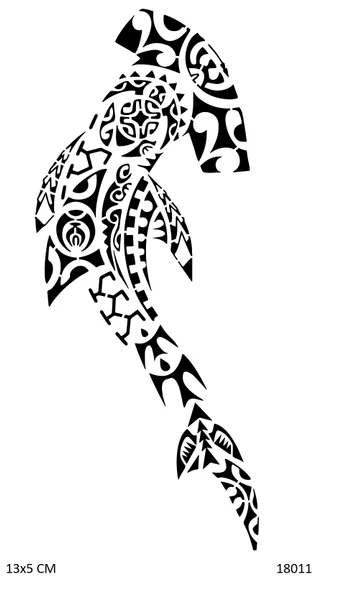Tribal Çekiç Balığı Yapışkanlı Stencil Süsleme ve Boyama Kalıbı ürün görseli 1
