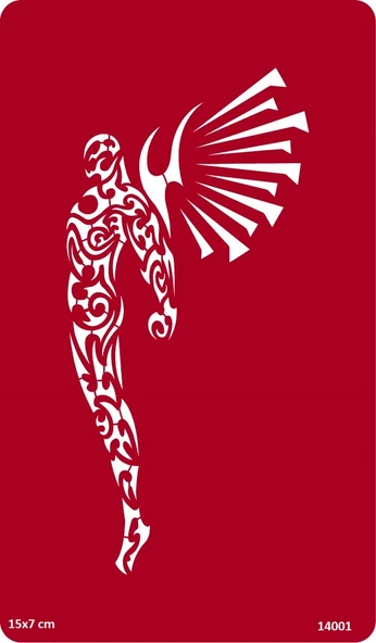 Kanatlı Adam Tribal Yapışkanlı Stencil Süsleme ve Boyama Kalıbı ürün görseli 1