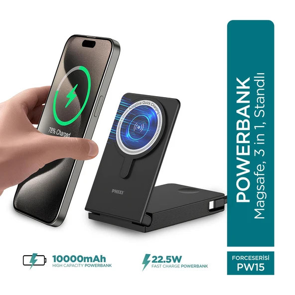 Phixi Ultimate PW15 10.000mAh Magsafe Powerbank ürün görseli 1