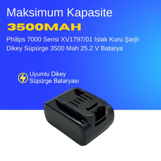 Philips 7000 Serisi XV1797/01 Islak Kuru Şarjlı Dikey Süpürge 3500 Mah 25.2 V Batarya – Orjinal Uyumlu Uzun Ömürlü, Maksimum Performans Pil ürün görseli 1