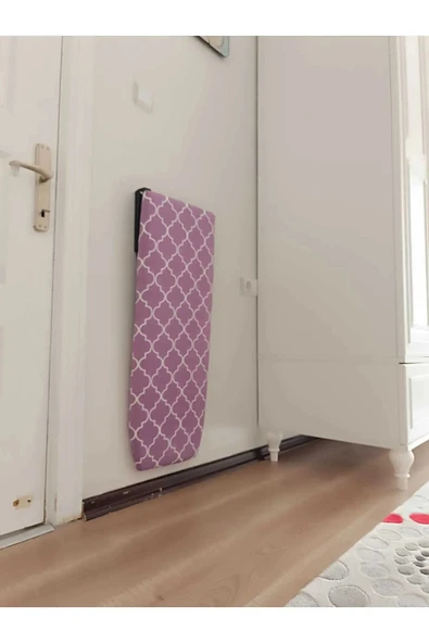 ozbience Modern Mor Beyaz Desenli Katlanır Duvara Monte Ütü Masası ürün görseli 1
