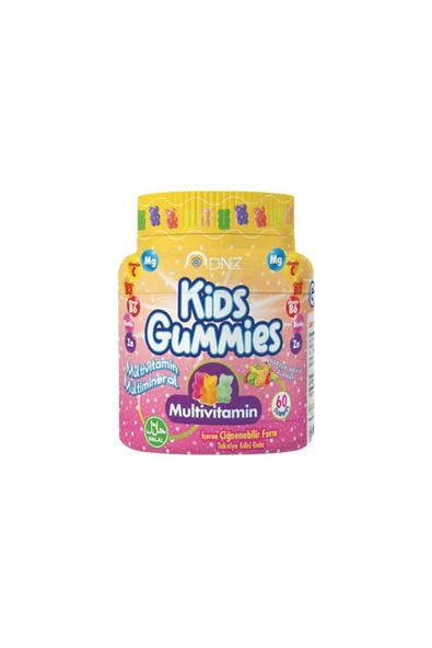 DENİZPHARMA Dnz Kids Gummies Multivitamin İçeren Çiğnenebilir Karışık Meyve Aromalı Takviye Edici Gıda 60 Gumies ürün görseli 1