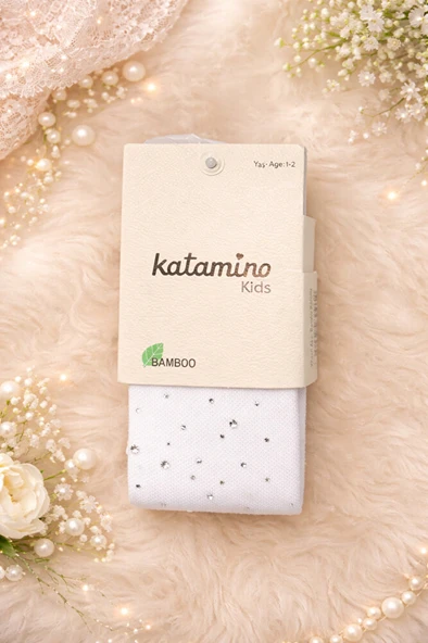 Kids Bamboo Taş Detaylı Kız Çocuk Tekli Külotlu Çorap ürün görseli 1