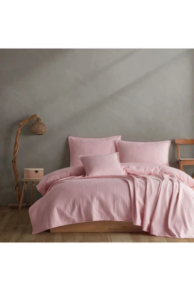Lief Home %100 Pamuklu Örgü Desenli Çok Amaçlı Yatak Örtüsü | 220x230 ürün görseli 1