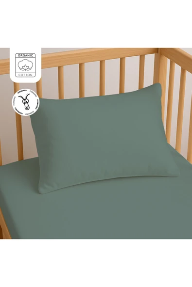 Lief Home %100 Pamuk Fermuarlı Bebek Yastık Kılıfı 35x45 cm (2 Adet) – Doğal & Yumuşak - Adaçayı Yeşili ürün görseli 1