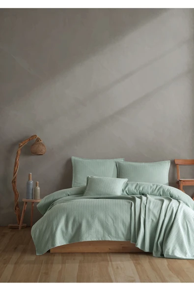 Lief Home %100 Pamuklu Örgü Desenli Çok Amaçlı Yatak Örtüsü | 240x230 ürün görseli 1