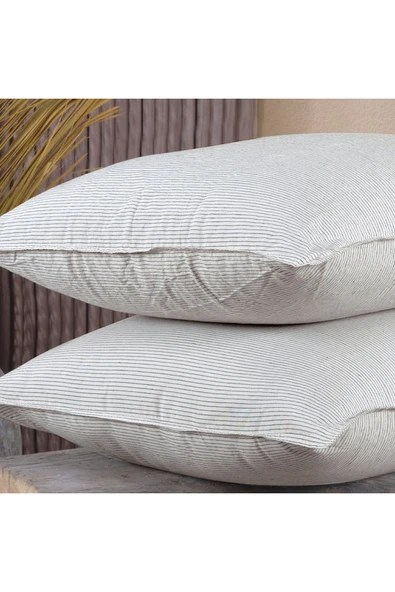 Lief Home Pamuklu İpliği Boyalı Yıkamalı Kapaklı Yastık Kılıfı | 2’li Set | 50x70 cm | Çift İğne Detaylı ürün görseli 1