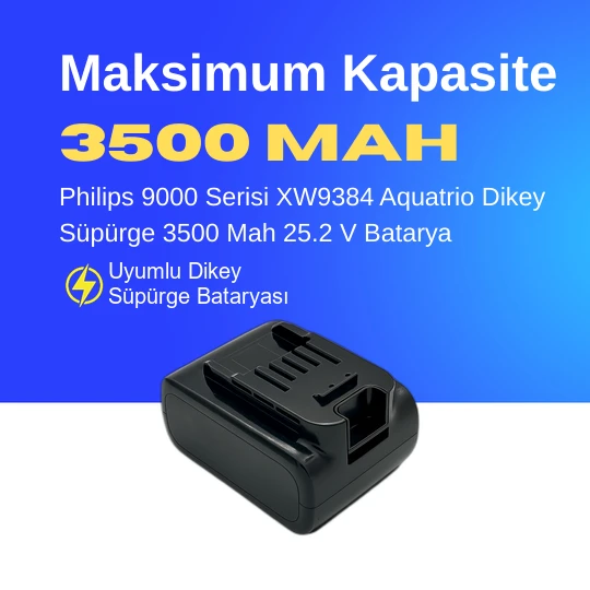 Philips 9000 Serisi XW9384 Aquatrio Dikey Süpürge 3500 Mah 25.2 V Batarya – Orjinal Uyumlu Uzun Ömürlü, Maksimum Performans Pil ürün görseli 1