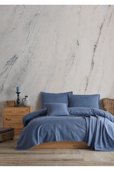 Lief Home %100 Pamuklu Örgü Desenli Çok Amaçlı Yatak Örtüsü | 240x230 ürün görseli 1