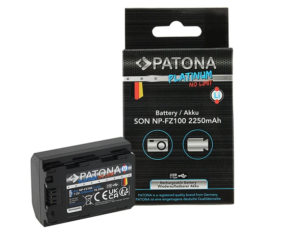 Patona 1360 Platinum Sony NP-FZ100 USB-C Girişli Batarya Pil ürün görseli 1