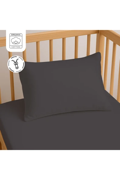 Lief Home %100 Pamuk Fermuarlı Bebek Yastık Kılıfı 35x45 cm (2 Adet) – Doğal & Yumuşak - Antrasit ürün görseli 1