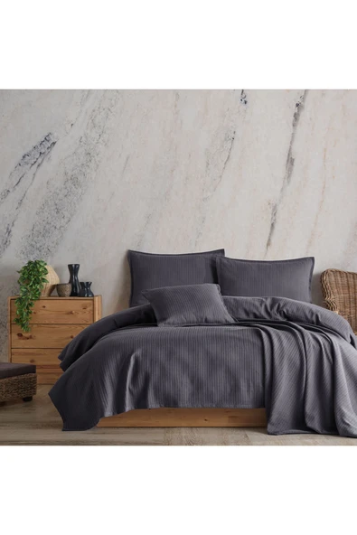 Lief Home Pamuklu Örgü Desenli Çok Amaçlı Yatak Örtüsü | 220x230 ürün görseli 1