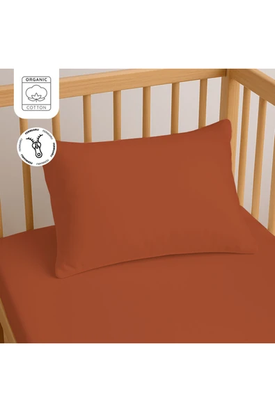 Lief Home %100 Pamuk Fermuarlı Bebek Yastık Kılıfı 35x45 cm (2 Adet) – Doğal & Yumuşak - Kiremit ürün görseli 1