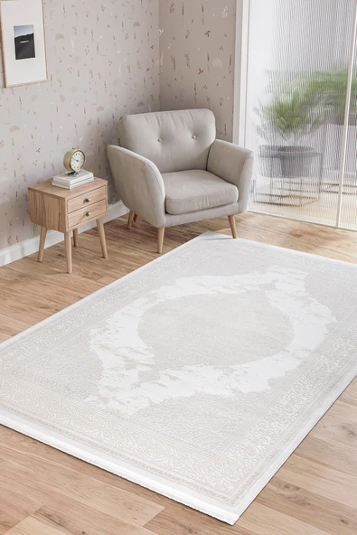 Elvey Home 7101 Krem Modern Desen Doğal Taban Koridor Mutfak Çocuk Oturma Odası Salon Halı Yolluk ürün görseli 1