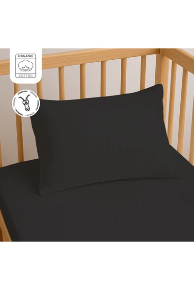 Lief Home %100 Pamuk Fermuarlı Bebek Yastık Kılıfı 35x45 cm (2 Adet) – Doğal & Yumuşak - Koyu Antrasit ürün görseli 1