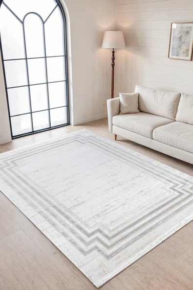 Elvey Home 7104 A.Gri Modern Desen Doğal Taban Koridor Mutfak Çocuk Oturma Odası Salon Halı Yolluk ürün görseli 1