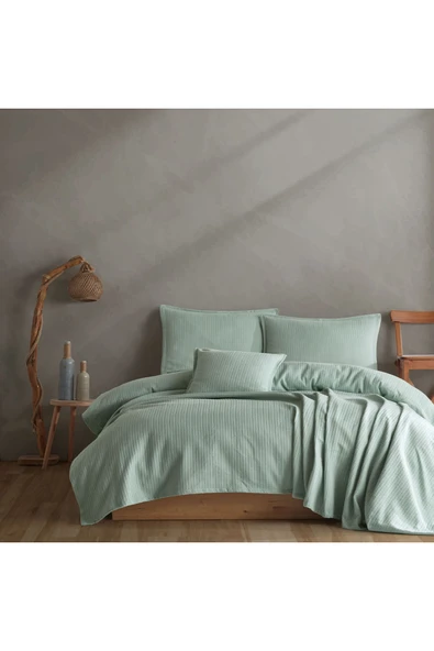 Lief Home %100 Pamuklu Örgü Desenli Çok Amaçlı Yatak Örtüsü | 220x230 ürün görseli 1