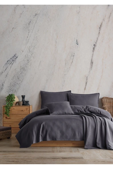Lief Home %100 Pamuklu Örgü Desenli Çok Amaçlı Yatak Örtüsü | 240x230 ürün görseli 1