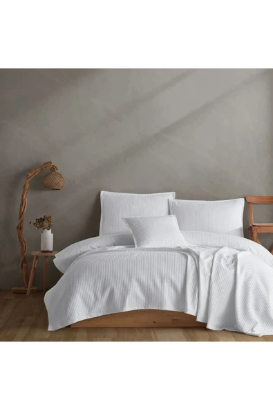 Lief Home %100 Pamuklu Örgü Desenli Çok Amaçlı Yatak Örtüsü | 220x230 ürün görseli 1