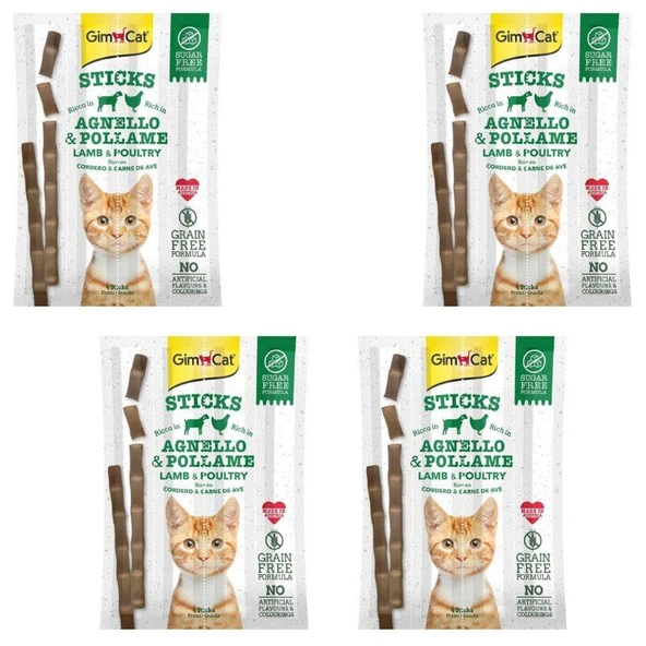 GimCat Sticks Kuzu Etli Ve Pirinçli Kedi Ödül Çubukları 4 Parça x 4 Adet ürün görseli 1
