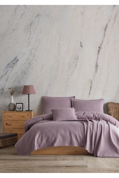 Lief Home %100 Pamuklu Örgü Desenli Çok Amaçlı Yatak Örtüsü | 240x230 ürün görseli 1